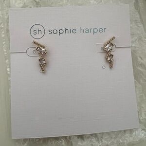Sophie Harper Rose Gold Crystal Zigzag Stud Earrings